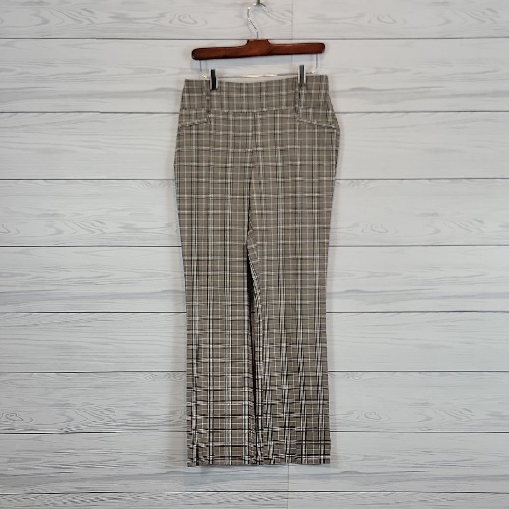 SOHO Apparel Plaid Flare Leg Pull-on Casual Pants Womens Size M
